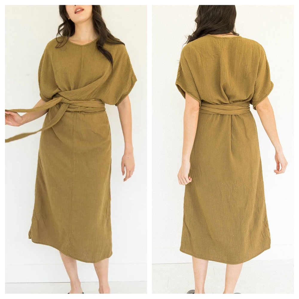 Elegant Olive Green Midi Dress